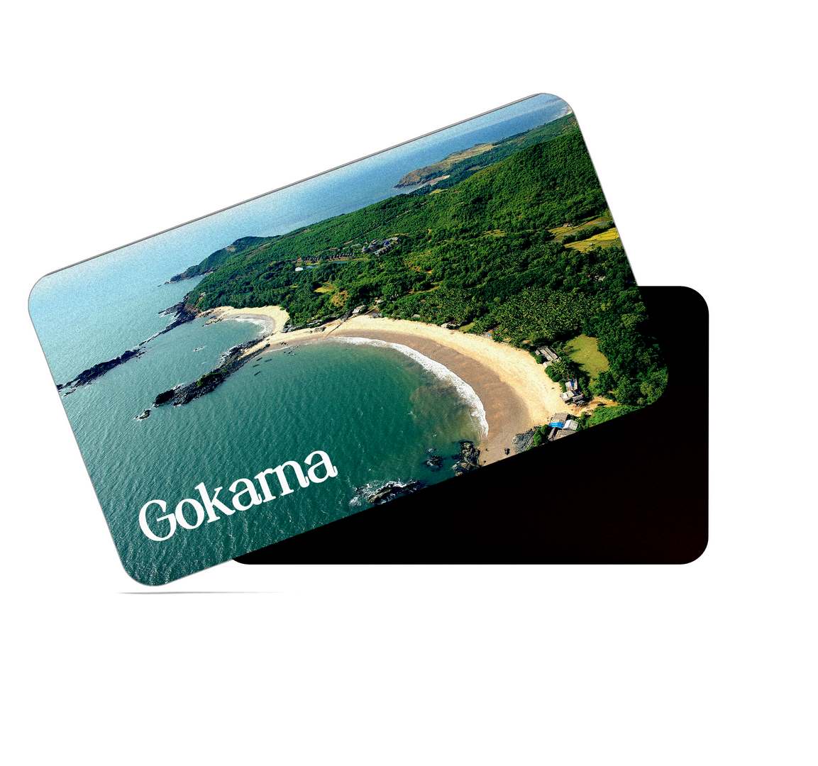 dhcrafts Multicolor Karnataka Gokarna Design Rectangular Rubber Matte Finish Fridge Magnet / Magnetic Card Pack of 1 (8.6cm x 5.4cm)
